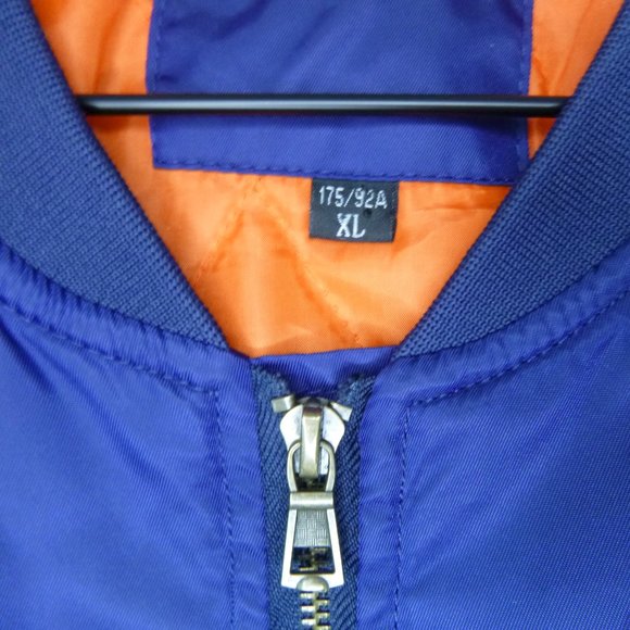 Vintage Bomber Flight Jacket XL Navy Mid Weight Full Zip Removable USA Patch - Picture 6 of 10